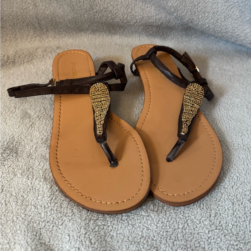 Brown Beaded Sandals